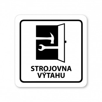 Kokardy.cz ® Piktogram Strojovna výtahu bílý hliník