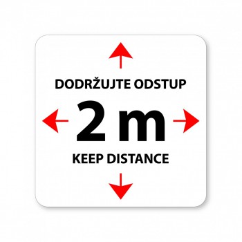 Kokardy.cz ® Piktogram Dodržujte odstup/Keep distance 2m bílý hliník