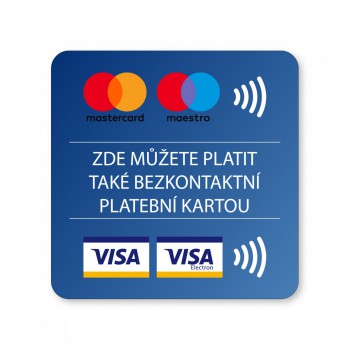 Kokardy.cz ® Piktogram Bezkontaktní platba01 bílý hliník