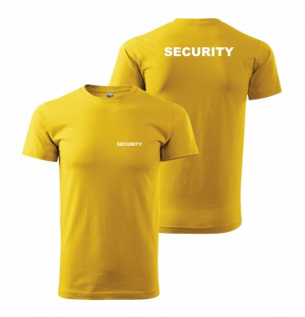 Kokardy.cz ® Tričko SECURITY žlutý s bílým potiskem - M pánské