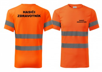 Kokardy.cz ® Reflexní tričko oranžová Hasiči-Zdravotník - L pánské
