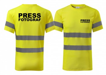 Kokardy.cz ® Reflexní tričko žlutá Press-fotograf - XS pánské
