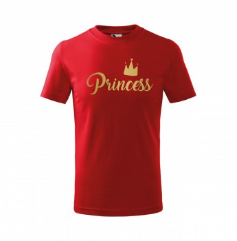 Kokardy.cz ® Tričko Princess dětské červené se zlatým potiskem - 146 cm/10 let