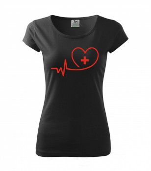 Poháry.com ® Tričko pro zdravotní sestřičku D12 černé/červ - L dámské