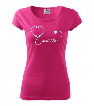 Poháry.com ® Tričko pro zdravotní sestřičku D17 růžové/bí - M dámské