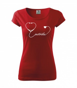 Poháry.com ® Tričko pro zdravotní sestřičku D17 červené - XXL dámské