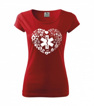 Poháry.com ® Tričko pro zdravotní sestřičku D18 červené - M dámské