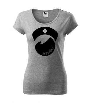 Poháry.com ® Tričko pro zdravotní sestřičku D8 šedé - L dámské