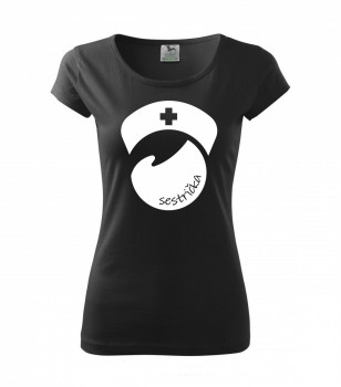 Poháry.com ® Tričko pro zdravotní sestřičku D8 černé - L dámské