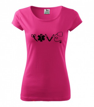 Poháry.com ® Tričko pro zdravotní sestřičku D16 růžové/č - M dámské