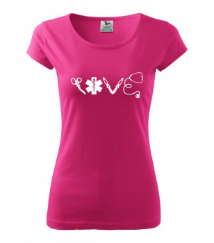 Poháry.com ® Tričko pro zdravotní sestřičku D16 růžové/bí - M dámské