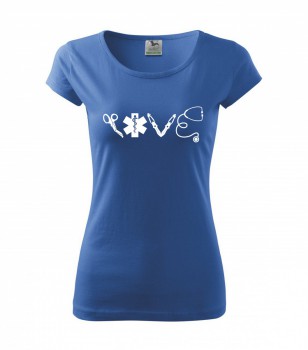 Poháry.com ® Tričko pro zdravotní sestřičku D16 azurové - XS dámské